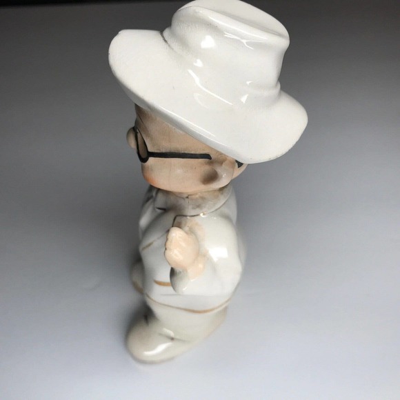 Pudgy Old Man Suit Hat Glasses Vintage Porcelain Figurine Gold H412 5/1 - RARE - Picture 3 of 12